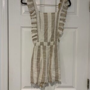 LoveRiche Beige and White Romper